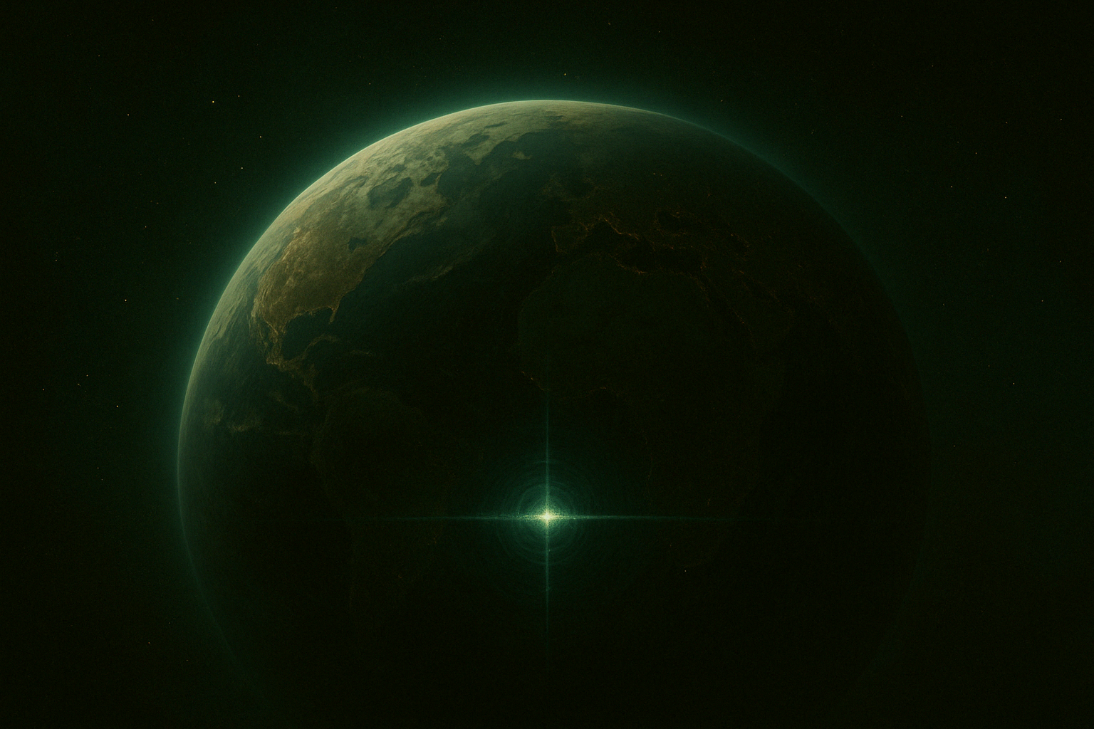 Earth from space with one pulsing light